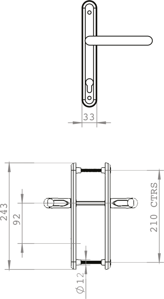 UAP Long 243mm Backplate DDA/EA Front Door Handle