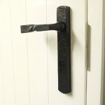 Black Iron Front Door Handle with 219mm Backplate