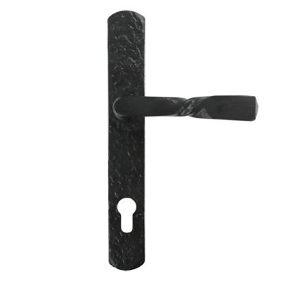 Black Iron Front Door Handle with 243mm Backplate